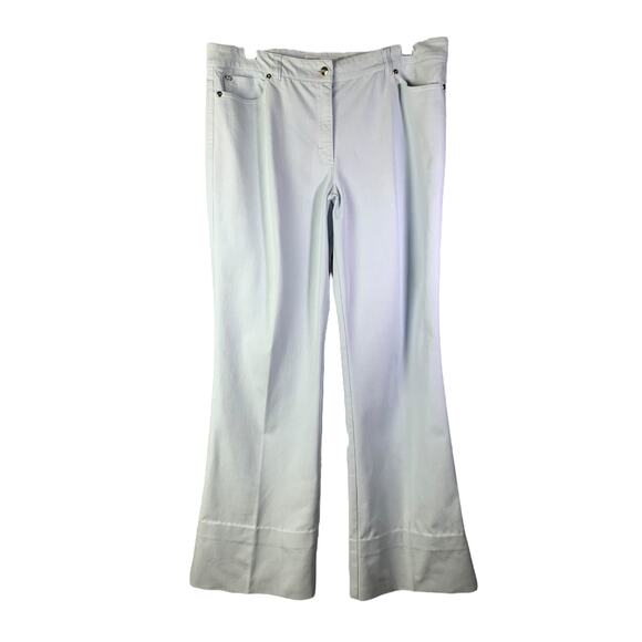ESCADA Pants Women Sz 12 Light Blue Straight Leg Cotton Jean High-Rise Stretch